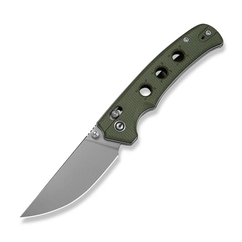 CIVIVI Noctis Thumb Stud & Crossbar Lock Knife Olive Canvas Micarta Handle (2.98" Stonewashed Nitro-V Blade) C24020C-3 