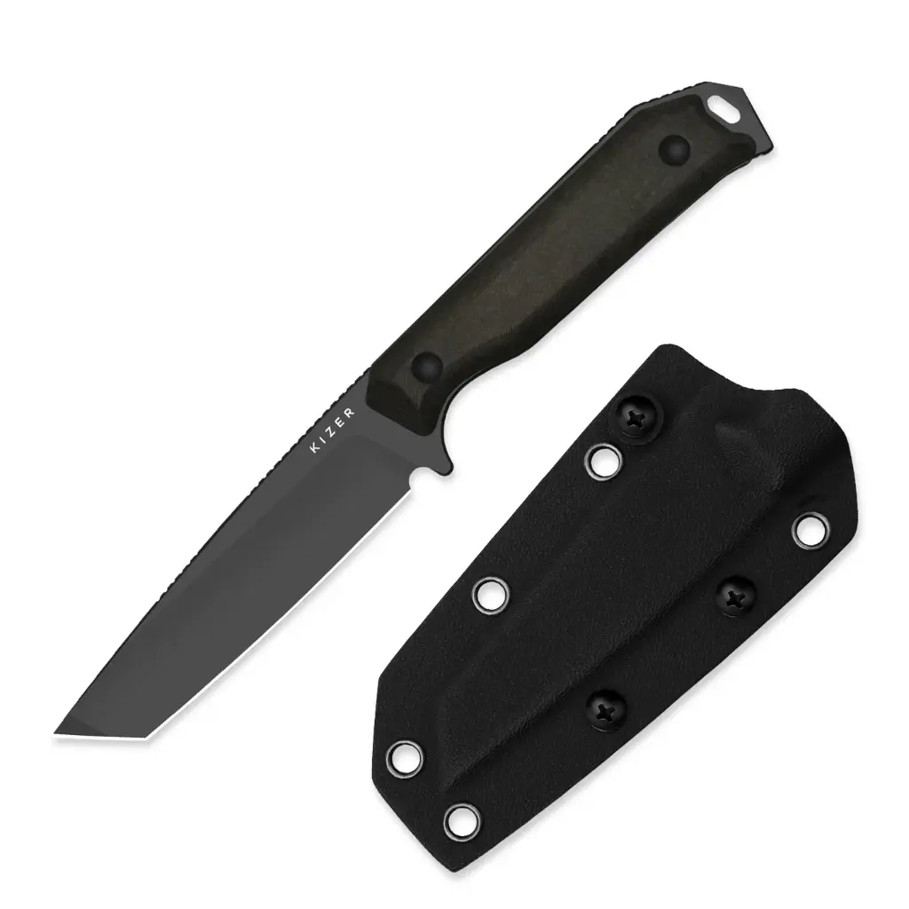Kizer Begleiter® Fix | 3V+Hollow Grind | Richlite (Chocolate Glacier) | Hollow Grind | KizerV™ 1045MT1