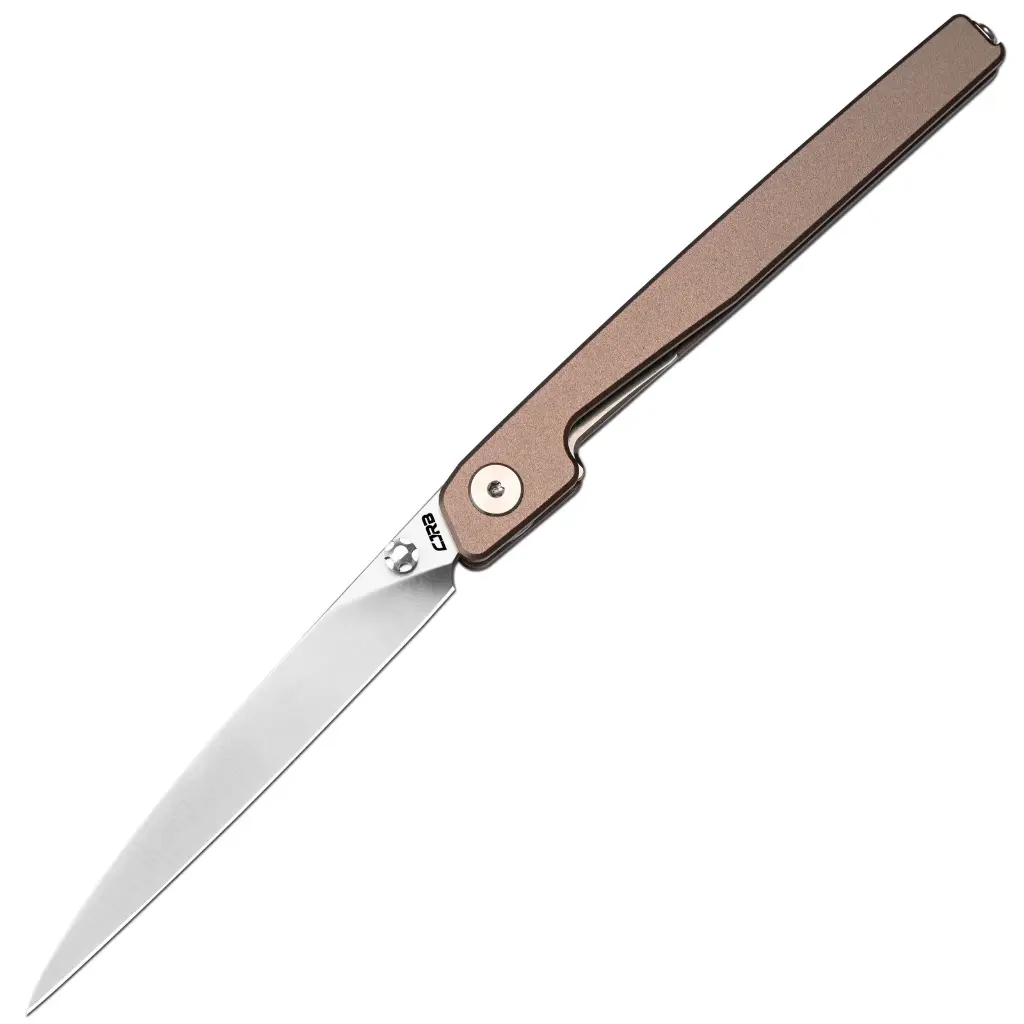 CJRB Lanky Thumb Stud & Liner Lock Knife Champagne Aluminum Handle (3.58'' AR-RPM9 Sand Polish Blade) J1965-CP 