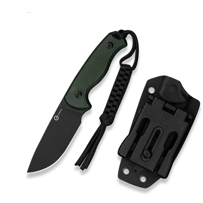 Civivi Timberbark Green Canvas Micarta Handle Black Stonewashed 14C28N Blade