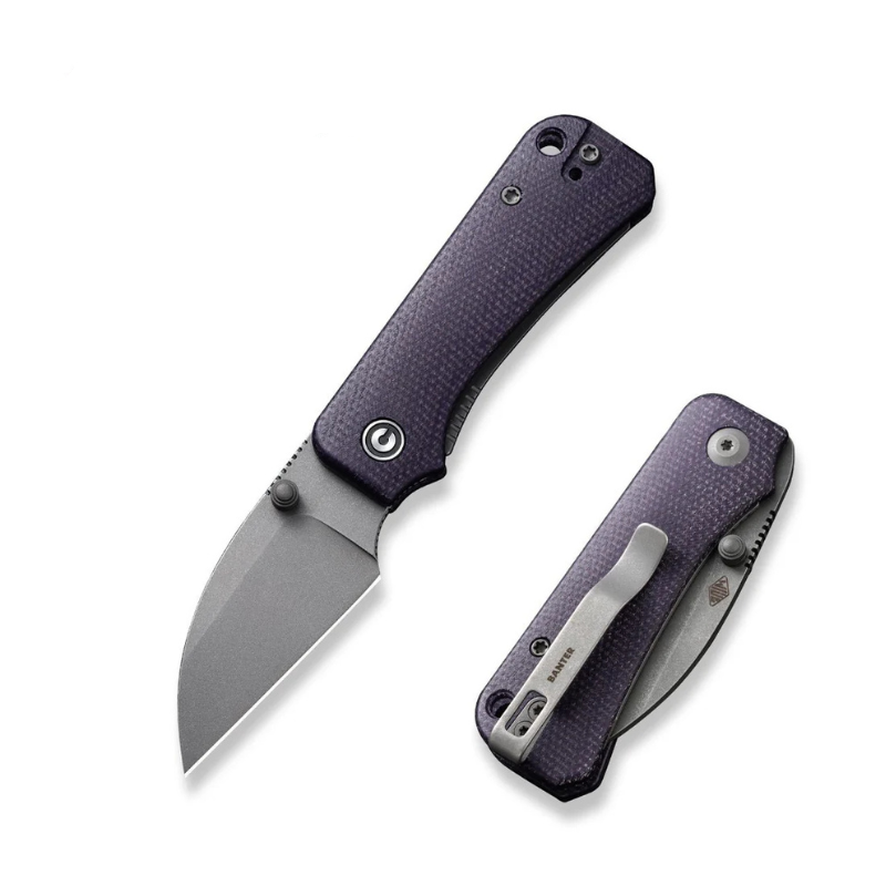 Civivi Baby Banter Wharncliffe Purple Canvas Micarta Handle Gray Stonewashed Nitro-V Blade 
