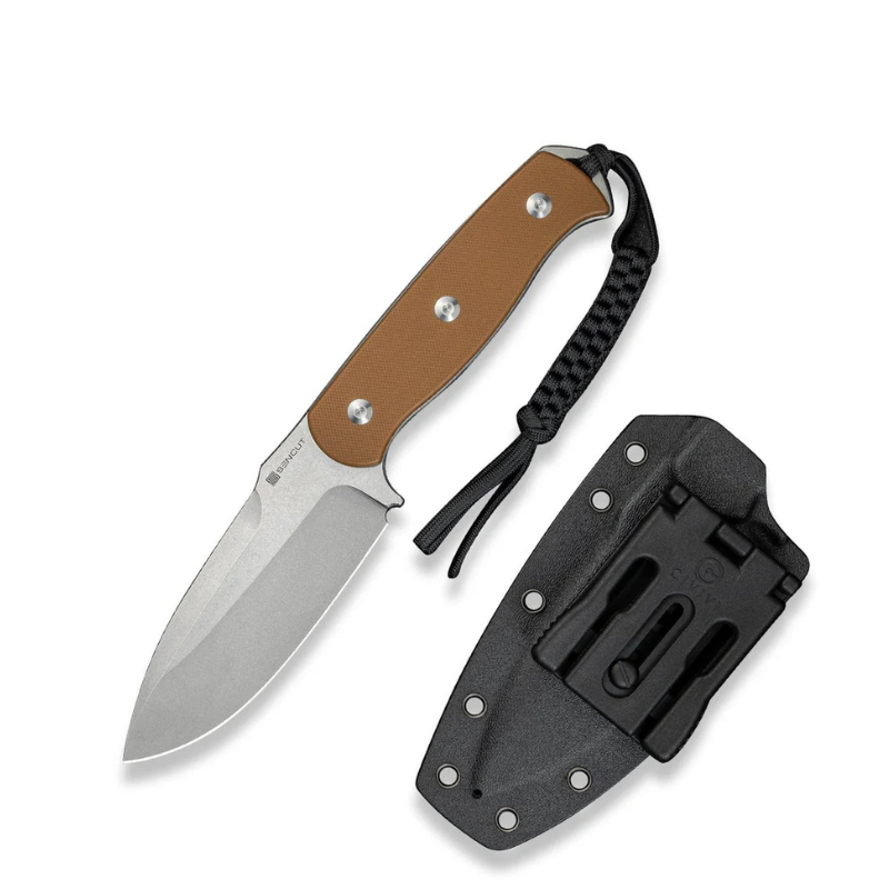 SENCUT Toxodon Brown G10 Handle Stonewashed 9Cr18MoV Blade 