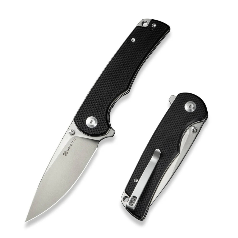 SENCUT Praktisk Black Coarse G10 Handle Satin Finished 9Cr18MoV Blade 