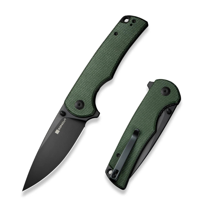 SENCUT Praktisk Green Canvas Micarta Handle Black 9Cr18MoV Blade 