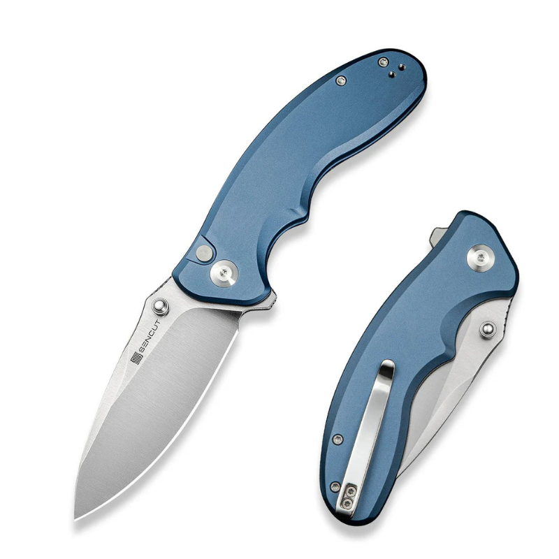 SENCUT Cybrix Blue Aluminum Handle Satin Finished 9Cr18MoV Blade 