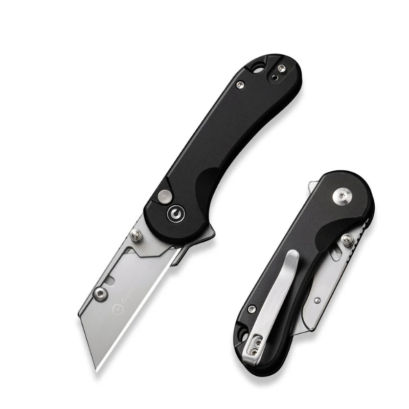 Civivi Elementum Utility Black Aluminum Handle Stonewashed S/S Blade Holder Plain 6Cr13 Blade With 3Pcs Extra Blades 