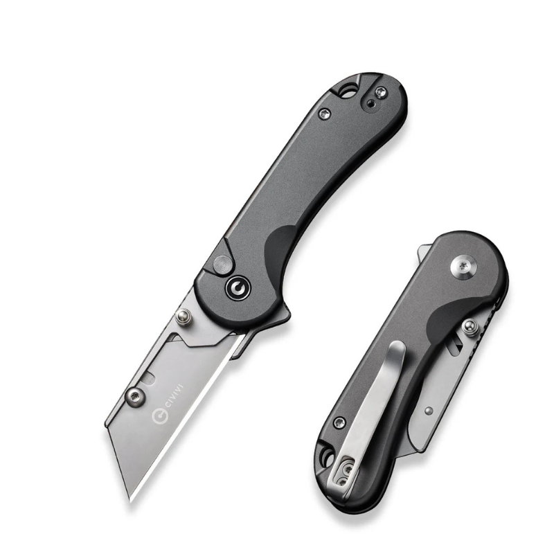 Civivi Elementum Utility Gray Aluminum Handle Stonewashed S/S Blade Holder Plain 6Cr13 Blade With 3Pcs Extra Blades 