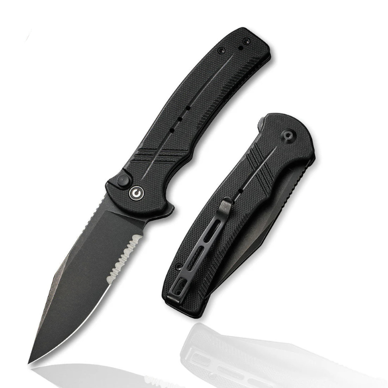 Civivi Cogent Black G10 handle Black Stonewashed 14C28N With Half Serrated Blade 