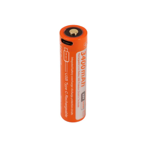 OrcaTorch 18650 USB-C Rechargeable Battery 3400mAh