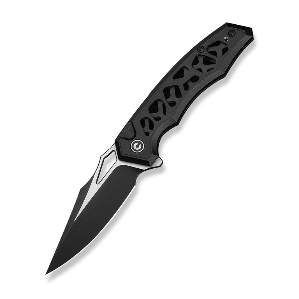 Civivi Anaaki Skeletonized Black Aluminum Handle Black Stonewashed Nitro-V Blade, Satin Flat