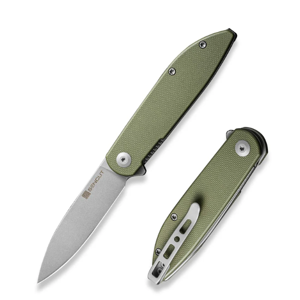 SENCUT Bocll II OD Green G10 Handle Gray Stonewashed D2 Blade