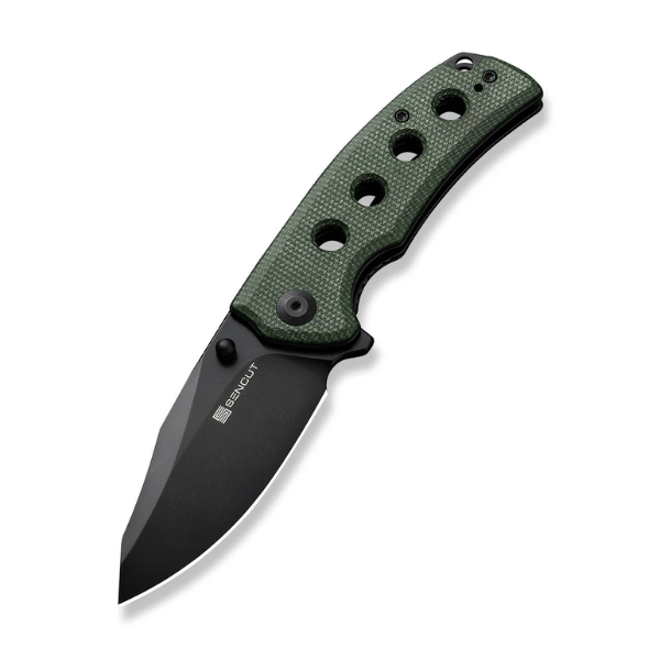 SENCUT Excalis Green Canvas Micarta Handle Black 9Cr18MoV Blade