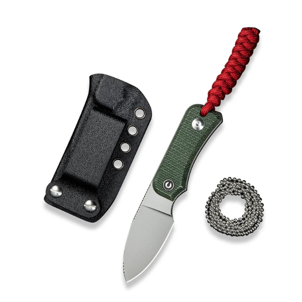 Civivi Baby Banter Fixed Blade Green Canvas Micarta Handle Stonewashed Nitro-V Blade