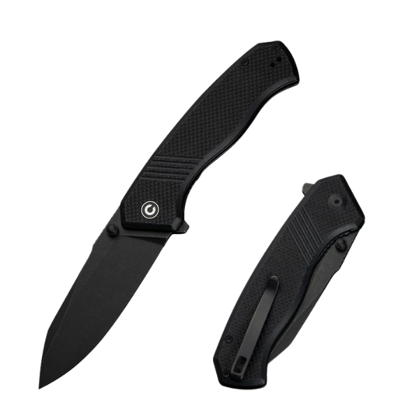 CIVIVI Placoid Flipper & Thumb Stud Knife G10 Black Handle (3.67" 14C28N Blade) Black