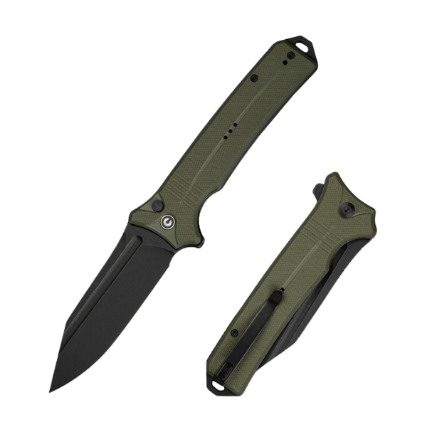 CIVIVI Neurohaptic Flipper & Button Lock Knife G10 Handle OD Green