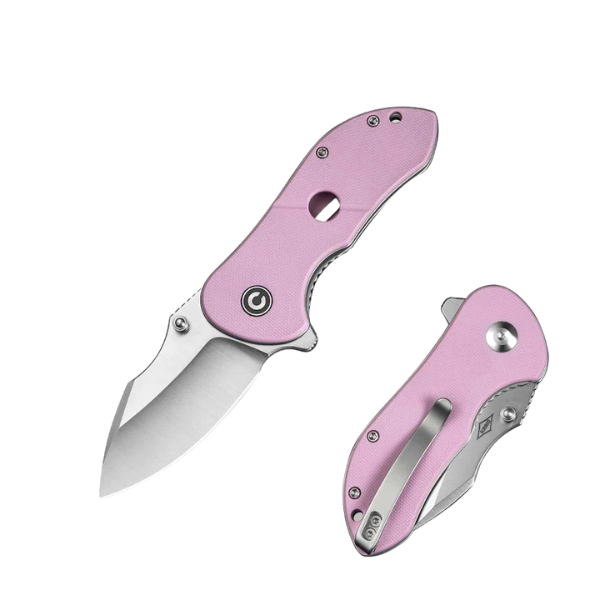 CIVIVI Gordo Flipper & Thumb Stud Knife Powder Pink G10 Handle
