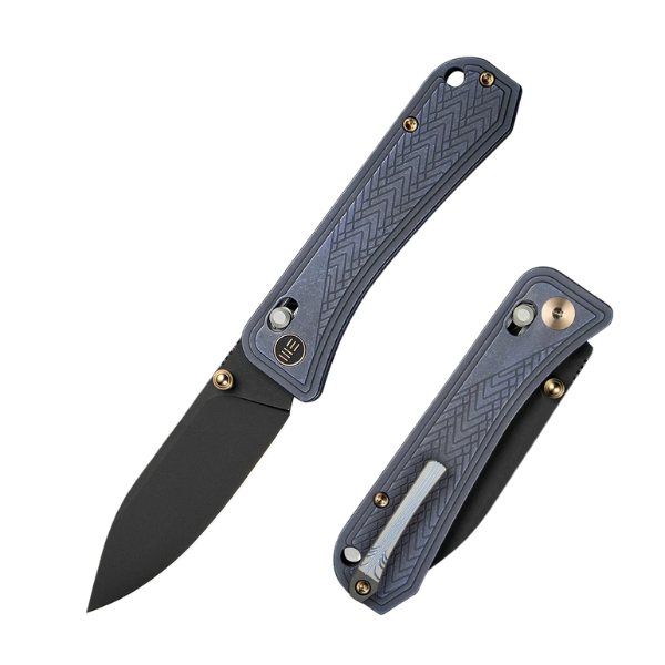WEKNIFE Bougie Banter Thumb Stud & Crossbar Lock Knife Blue Titanium Handle 