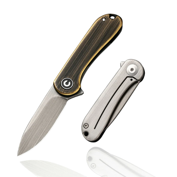 CIVIVI Mini Elementum Black Hand Rubbed Brass Presentation Handle With Gray Hand Rubbed