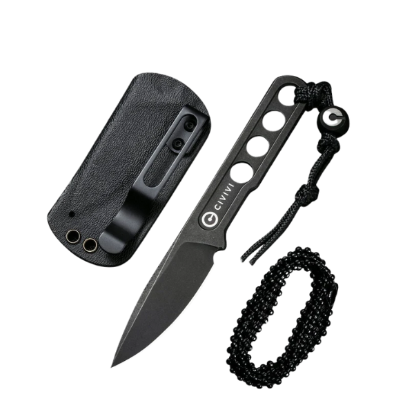 CIVIVI Circulus Skeletonized One-Piece Black Stonewashed neck knife