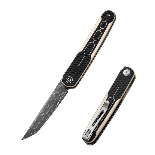 CIVIVI KwaiQ Milled Ivory/Black G10 Handle Damascus Blade