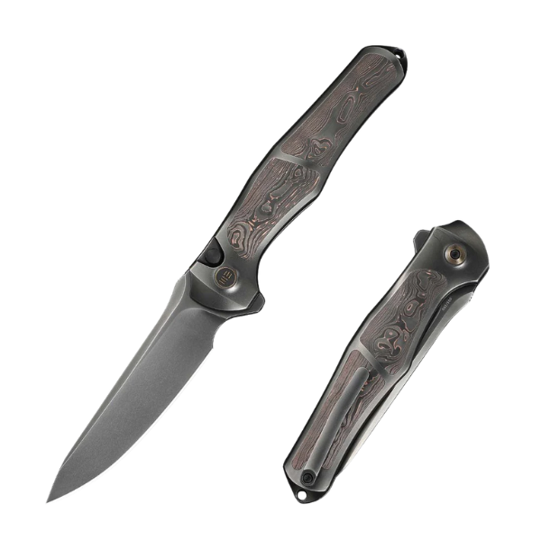 WE KNIFE 702XI Titanium Integral Handle With Copper Foil Carbon Fiber Inlay Bohler M390 Blade Limited Edition