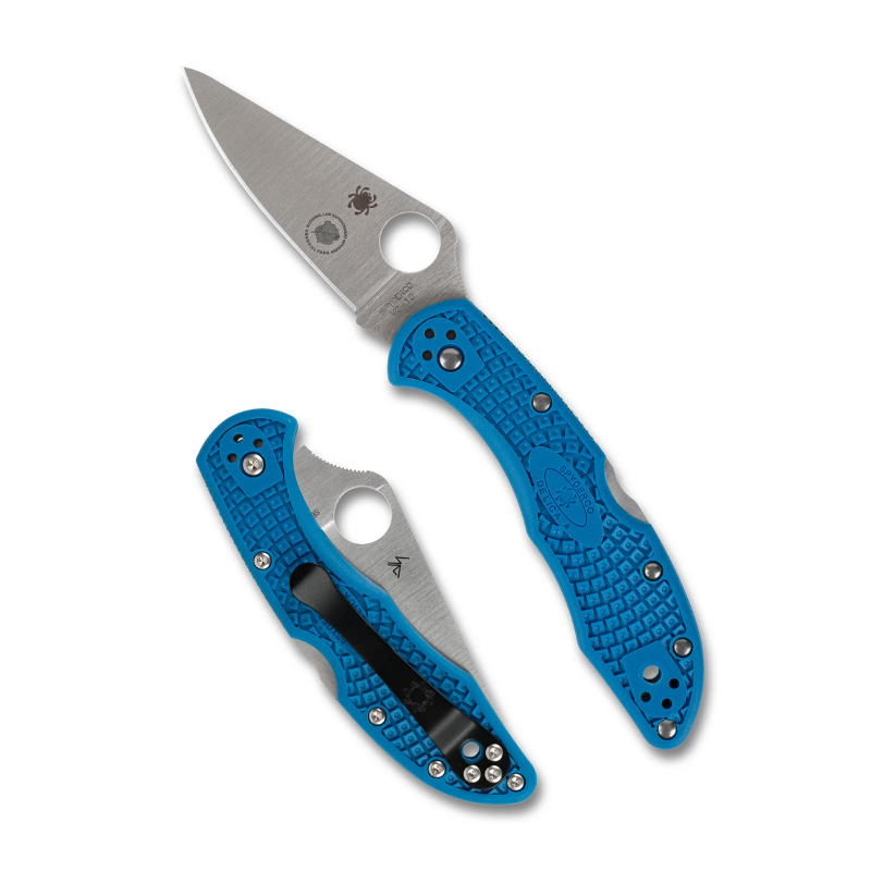 Spyderco DELICA 4 BLUE LIGHTWEIGHT FLAT GROUND PLAINEDGE