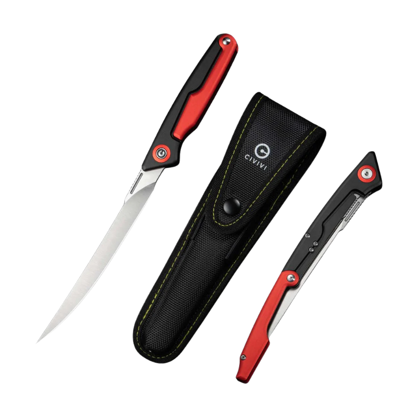 CIVIVI Shawka Black And Red Aluminum Handle Satin Finished 14C28N Blade