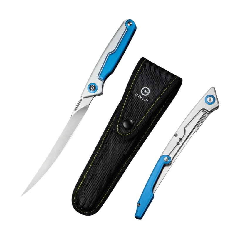 CIVIVI Shawka Silver And Blue Aluminum Handle Satin Finished 14C28N Blade