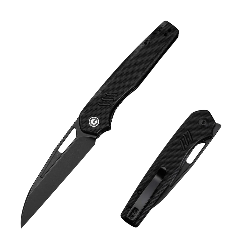 CIVIVI Guile Black Front Flipper & Thumb Hole Knife G10 Handle (3.25" 14C28N Blade)