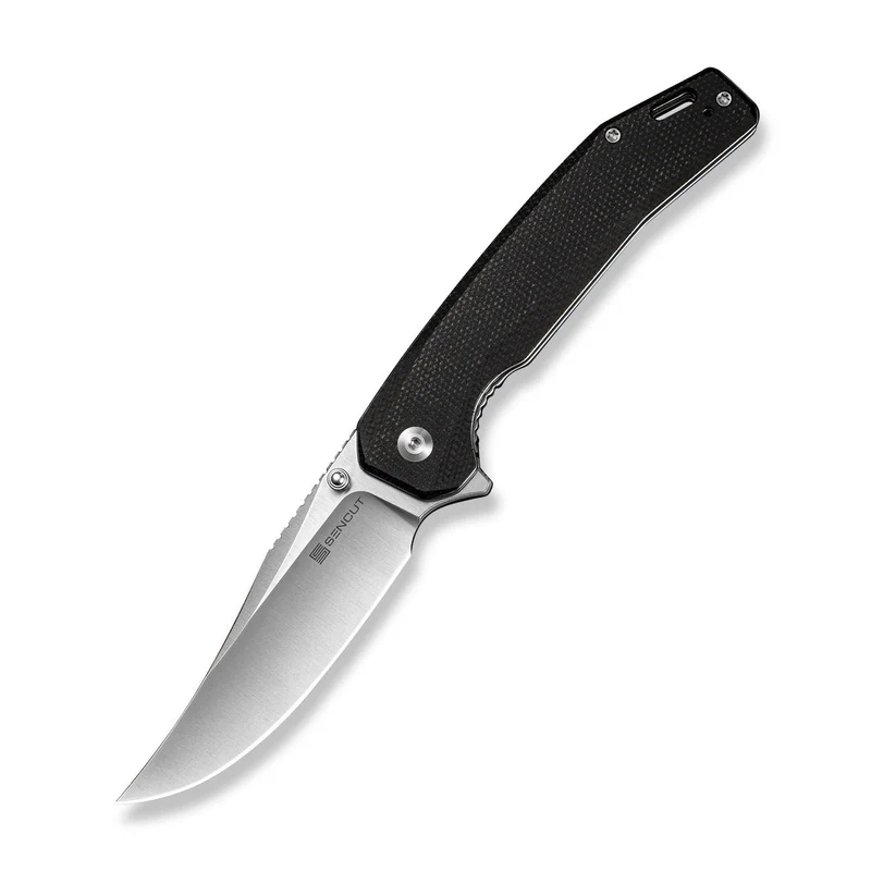 SENCUT Vornix Flipper Knife Black Canvas Micarta Handle (3.65" Satin Finished 9Cr18MoV Blade) S25038-2