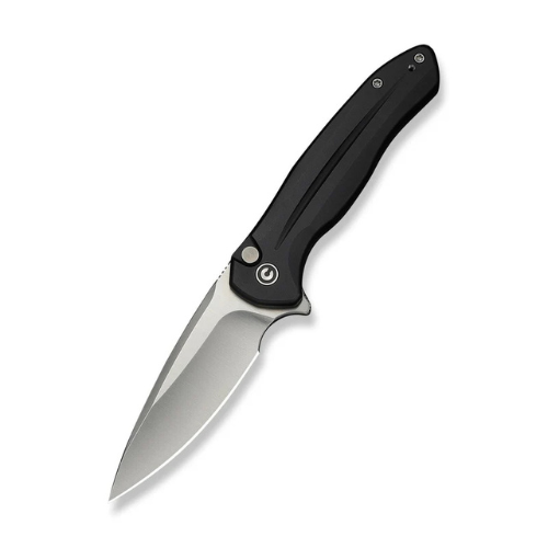 CIVIVI Button Lock Kitefin Flipper Knife BLACK Aluminum Handle (3.22" 14C28N Blade) C24091-1