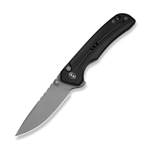 CIVIVI Tarask Flipper & Thumb Stud & Button Lock Knife Black G10 Handle (2.96" Gray Stonewashed Nitro-V Blade) C25023C-1