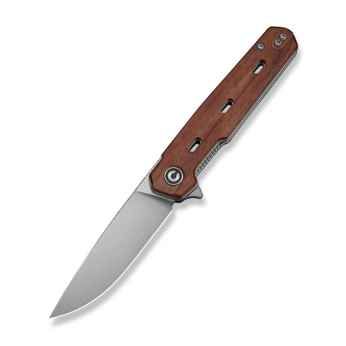 CIVIVI Navo Flipper Knife Guibourtia Wood Handle (3.25" Satin Finished Nitro-V Blade) C25015B-1