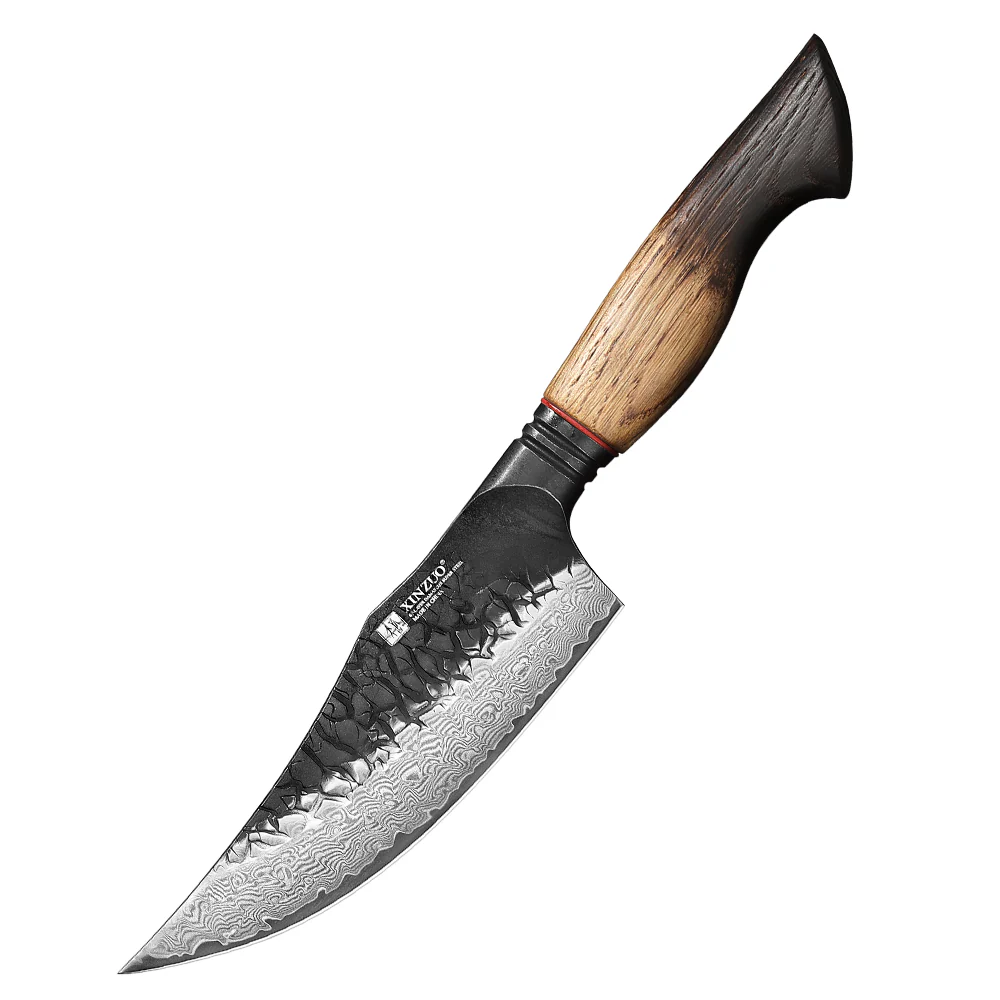 XINZUO 5.9 Inch Viking Knife 67 Layers Damascus Steel with Burnt Oak Handle – Norse-Inspired Tactical & Outdoor Utility Knife X06-WD