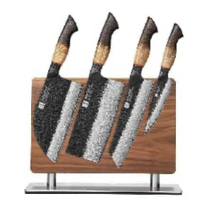 XINZUO 5-Piece Knife Set, 67 Layers Black Damascus Steel,Burnt Oak Handle MO-Series X06-M5