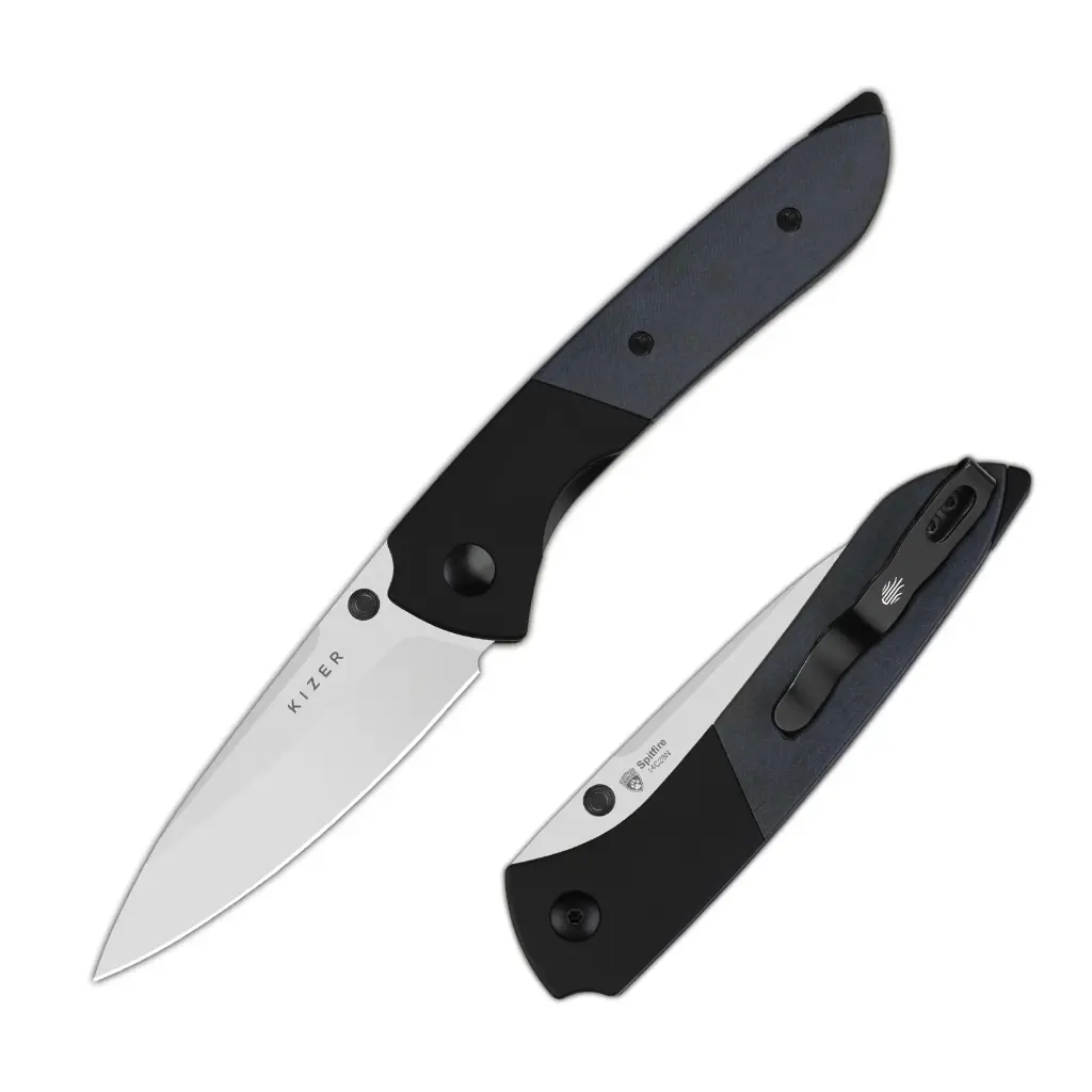 Kizer Spitfire | 14C28N | Aluminum & Richlite (Blue Canyon) | KizerV™ 3690A2