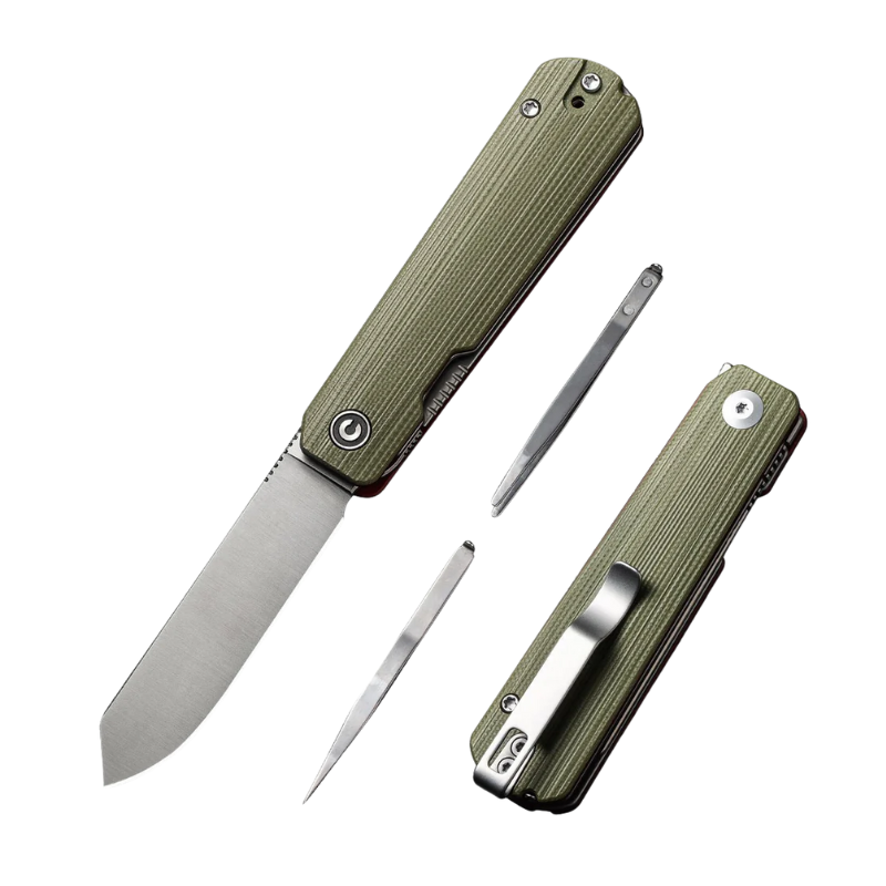 CIVIVI Milled Green Sendy Flipper Knife G10 Handle (2.83" Nitro-V Blade)