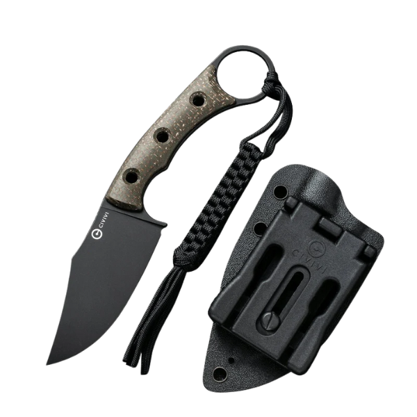 Civivi Midwatch Fixed Blade Knife Green Burlap Micarta Handle Black Stonewashed Bohler N690 Blade