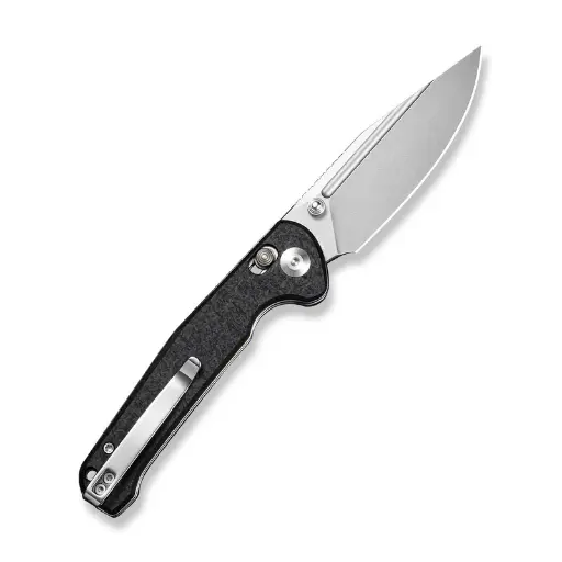 SENCUT Glenspar Thumb Stud & Crossbar Lock Knife Black Shredded G10 Handle (3.45" Stonewashed 9Cr18MoV Blade) S25046-2 
