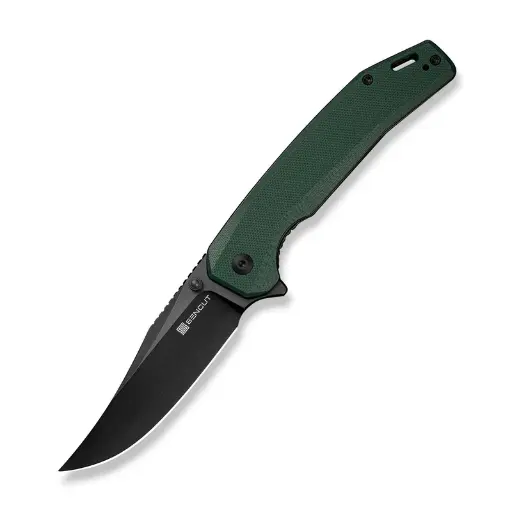 SENCUT Vornix Flipper Knife Teal Green G10 Handle (3.65" Black 9Cr18MoV Blade) S25038-1