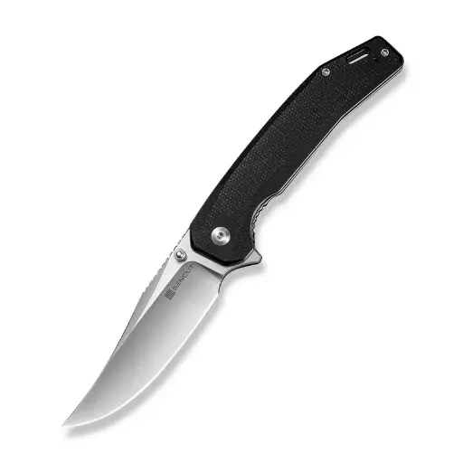 SENCUT Vornix Flipper Knife Black Canvas Micarta Handle (3.65" Satin Finished 9Cr18MoV Blade) S25038-2