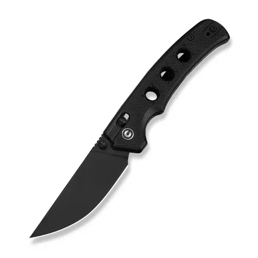 CIVIVI Noctis Thumb Stud & Crossbar Lock Knife Black G10 Handle (2.98" Black Stonewashed Nitro-V Blade) C24020C-1