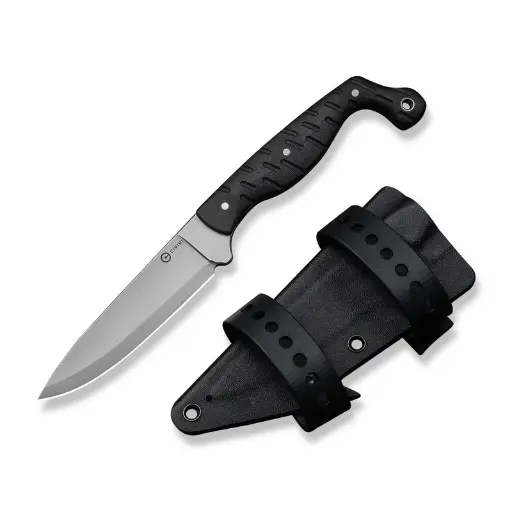 CIVIVI MDRN Hunter Fixed Blade Knife Black G10 Handle (4.12" Stonewashed Nitro-V Blade) C23078-1