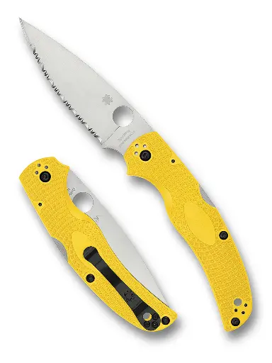 Spyderco Yellow Native Chief SERRATED Lightweight Salt CPM MagnaCut