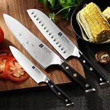Xinzuo B13S 3 Pcs Chef-Santoku-Utility German 1.4116 High Carbon Steel Kitchen Knife Set