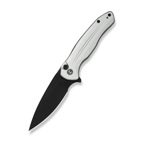 CIVIVI Button Lock Kitefin Flipper Knife SILVER Aluminum Handle (3.22" 14C28N Blade) C24091-2
