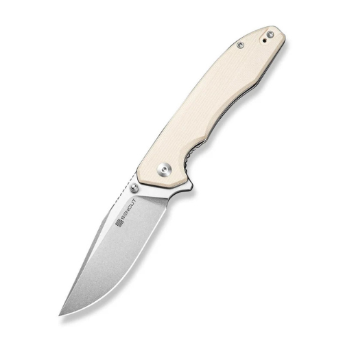 SENCUT Sylor Flipper & Thumb Stud Knife IVORY G10 Handle (3.35" D2 Blade) S25056-2