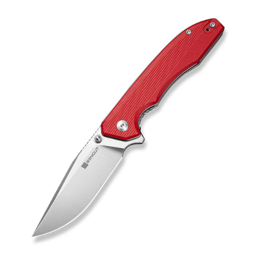 SENCUT Sylor Flipper & Thumb Stud Knife RED G10 Handle (3.35" Satin Finished D2 Blade) S25056-3