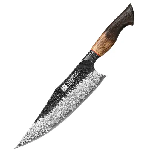 XINZUO 67 Layers Black Damascus Steel Chef Knife/Gyuto Chef Knife with Burnt Oak Handle X06-CS