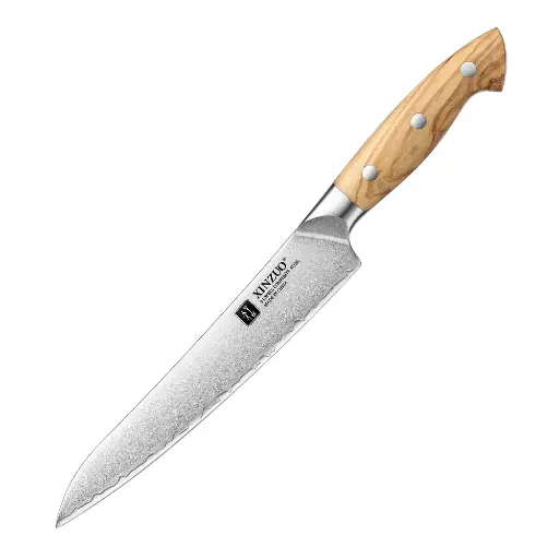 XINZUO Professional Carving Knife - Triple-Layer Composited Steel with Olive Wood Handle, Razor Sharp & Ergonomic Design-PIN Series X02O-QR